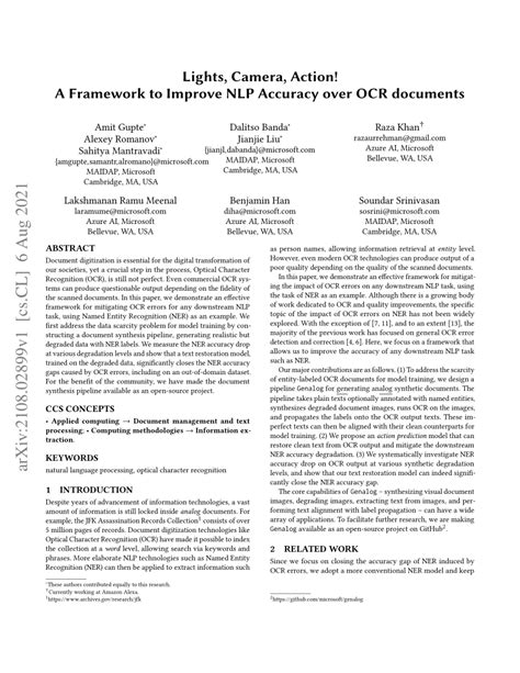 nlp and ocr|Lights, Camera, Action! A Framework to Improve NLP Accuracy .